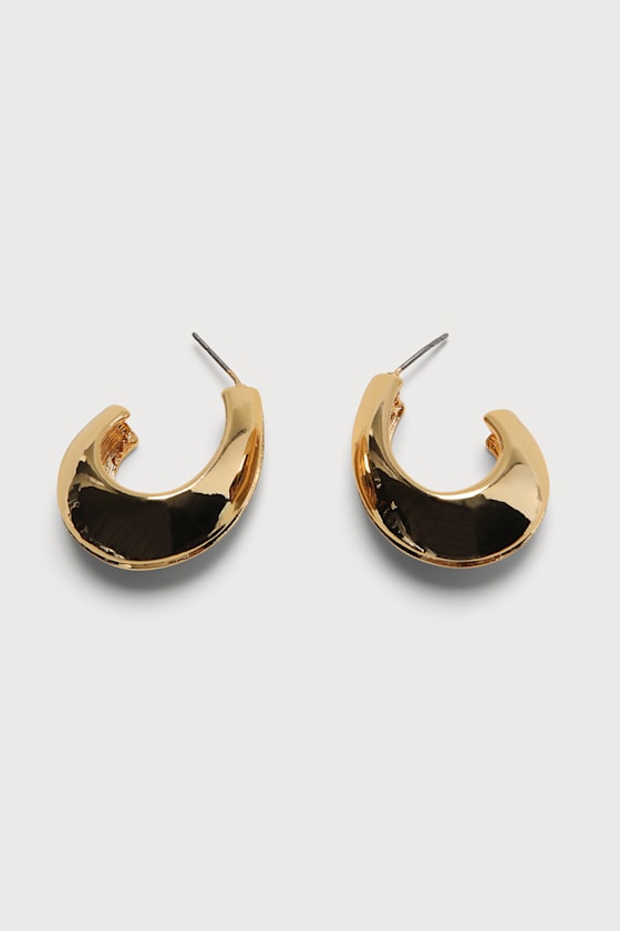 14KT Gold Hoop Earrings - Chunky Hoops - Gold Chunky