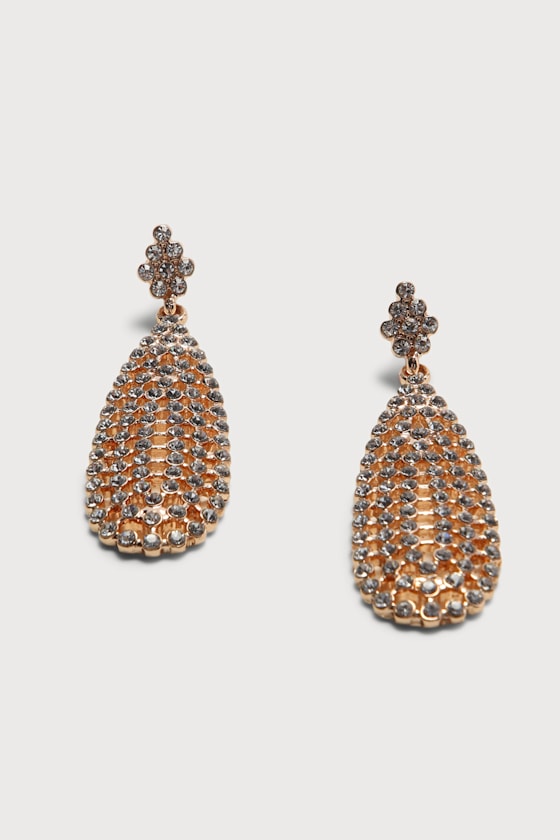 Got that Gleam Gold Rhinestone Teardrop Earrings 3