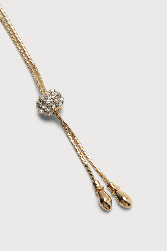 Round Up the Romance Gold Rhinestone Lariat Necklace 2