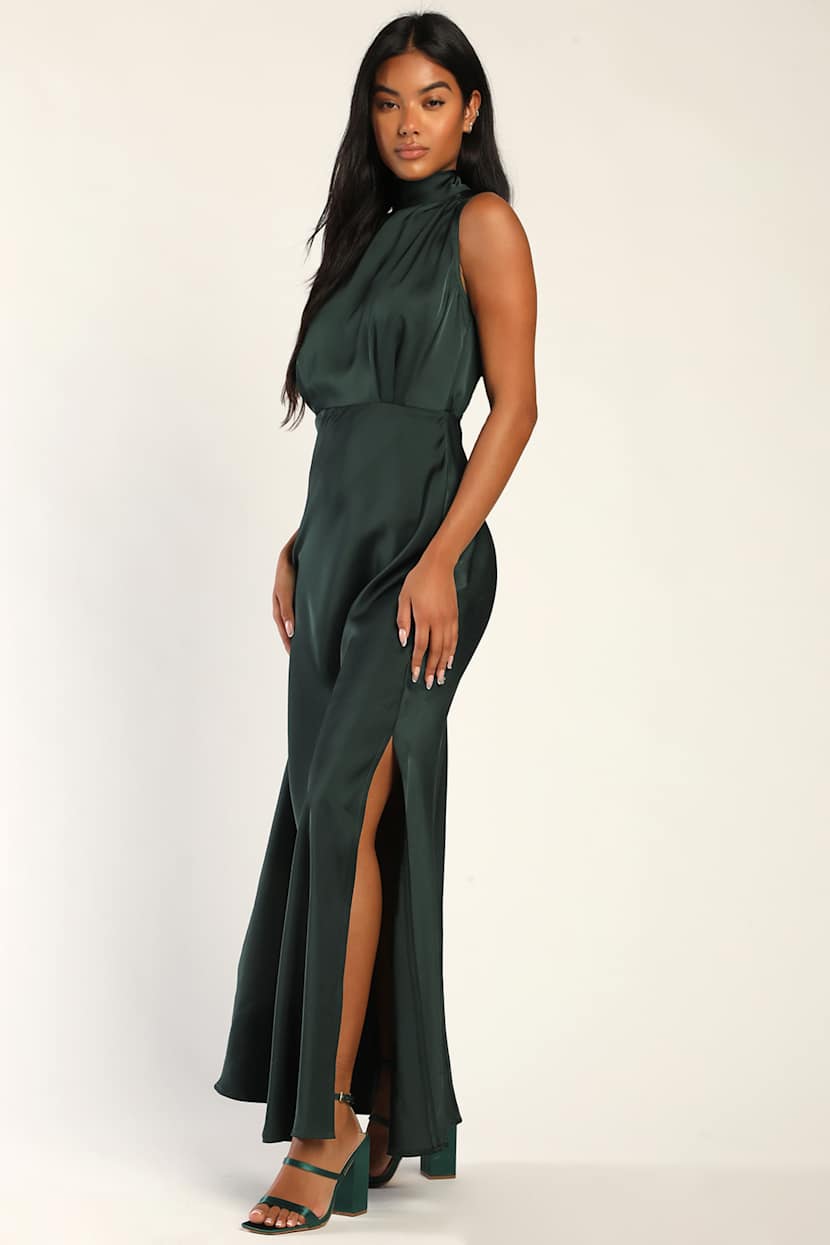 womens green satin dress Emerald Green First Lady Dress main image 0