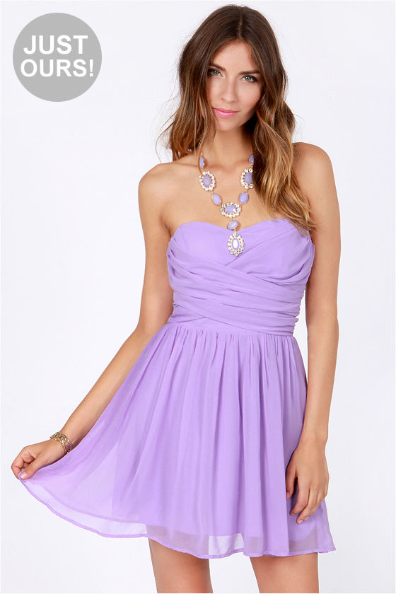 lilac strapless dress