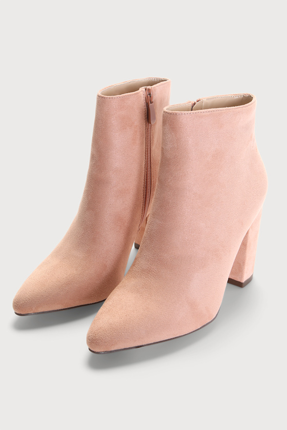 Ottava Light Nude Suede High Heel Booties 2