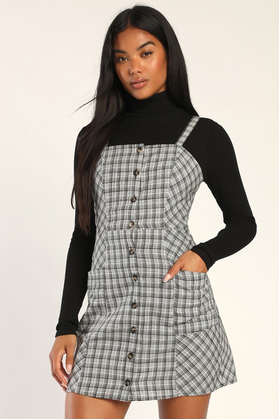 Plaid dress with long shop sleeve underneath