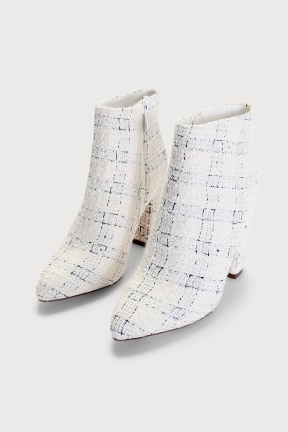 Ottava Off White Tweed High Heel Booties 3