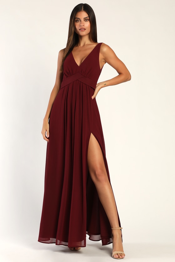 Buy Nelly Cross Back Peplum Dress - Burgundy