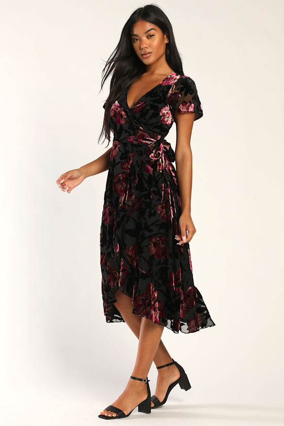fitted lace wedding dress Clarice Midi Dress in Rose Spot Black main image 0