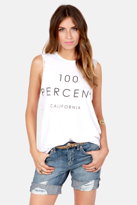 Laundry Room Thrasher Distressed White Muscle Tee