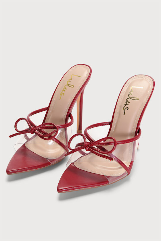 Haxy Red Vinyl Pointed-Toe High Heel Sandals 3
