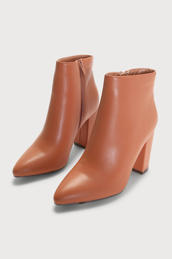cognac ankle booties