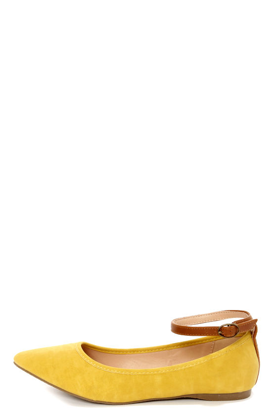 yellow ankle strap flats