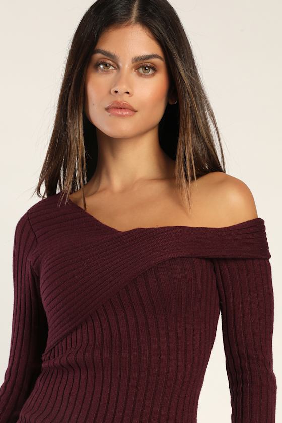 Purple Midi Dress OfftheShoulder Dress Midi Sweater Dress Lulus