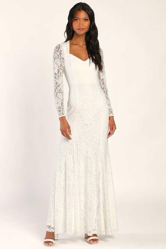Loving Luxuriously White Lace Backless Mermaid Maxi Dress 6