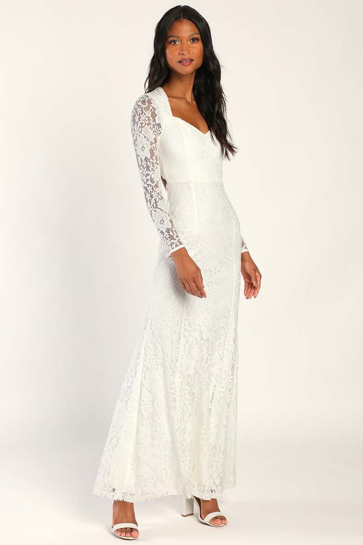 White Lace Maxi Dress - Mermaid Maxi Dress - Backless Maxi Dress - Lulus