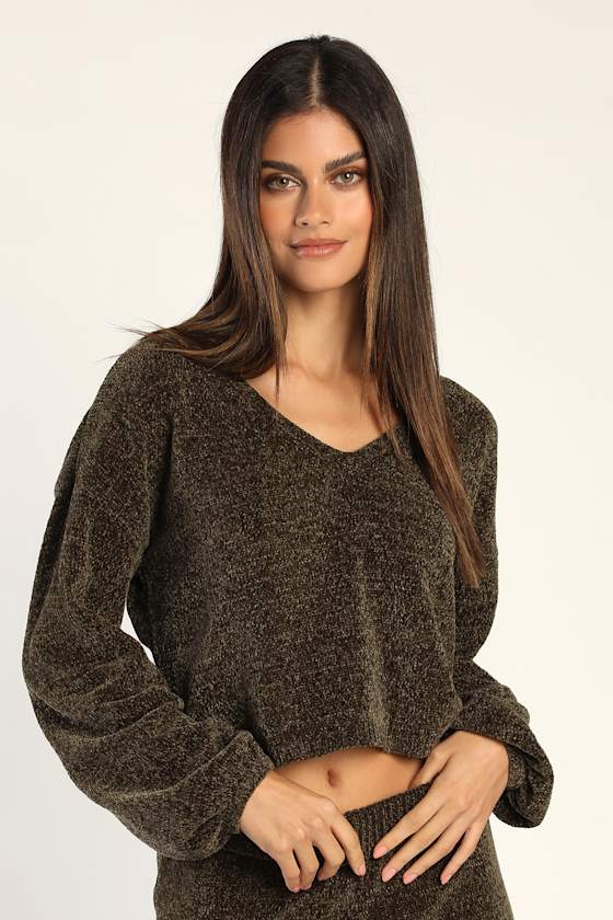 Olive Green Hooded Knit Sweater 17182 main image 0