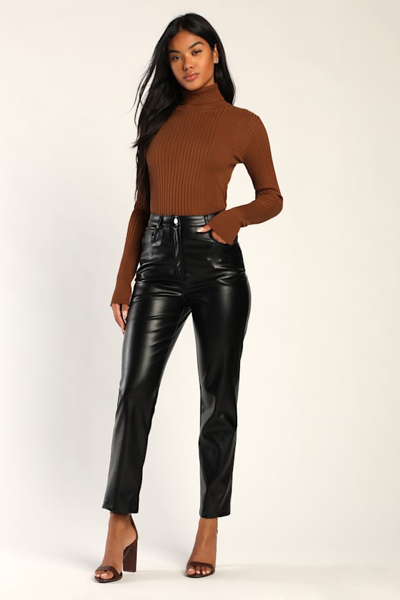 Hit Your Mark Black Vegan Leather Straight Leg Pants 2