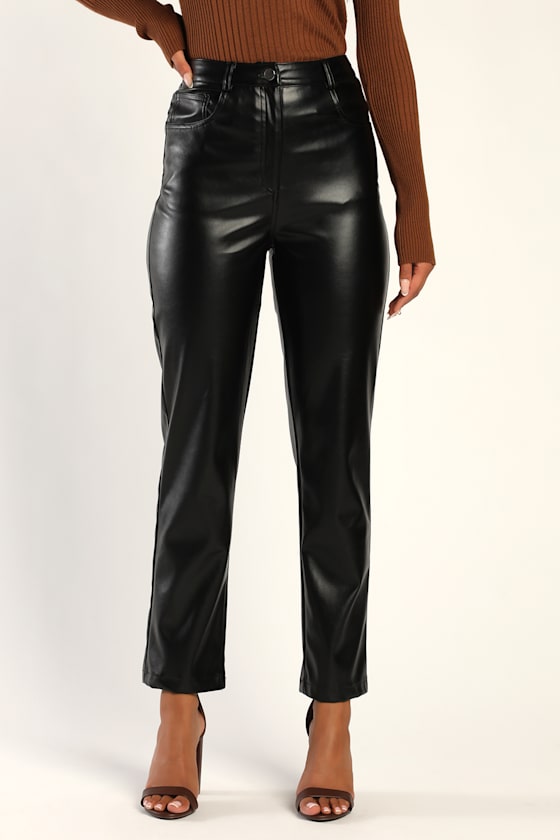 Hit Your Mark Black Vegan Leather Straight Leg Pants 3