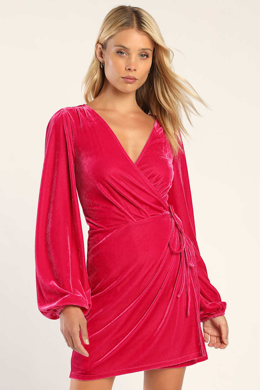 knee length dresses for ladies Pink Velvet Knot Detail Midaxi Dress