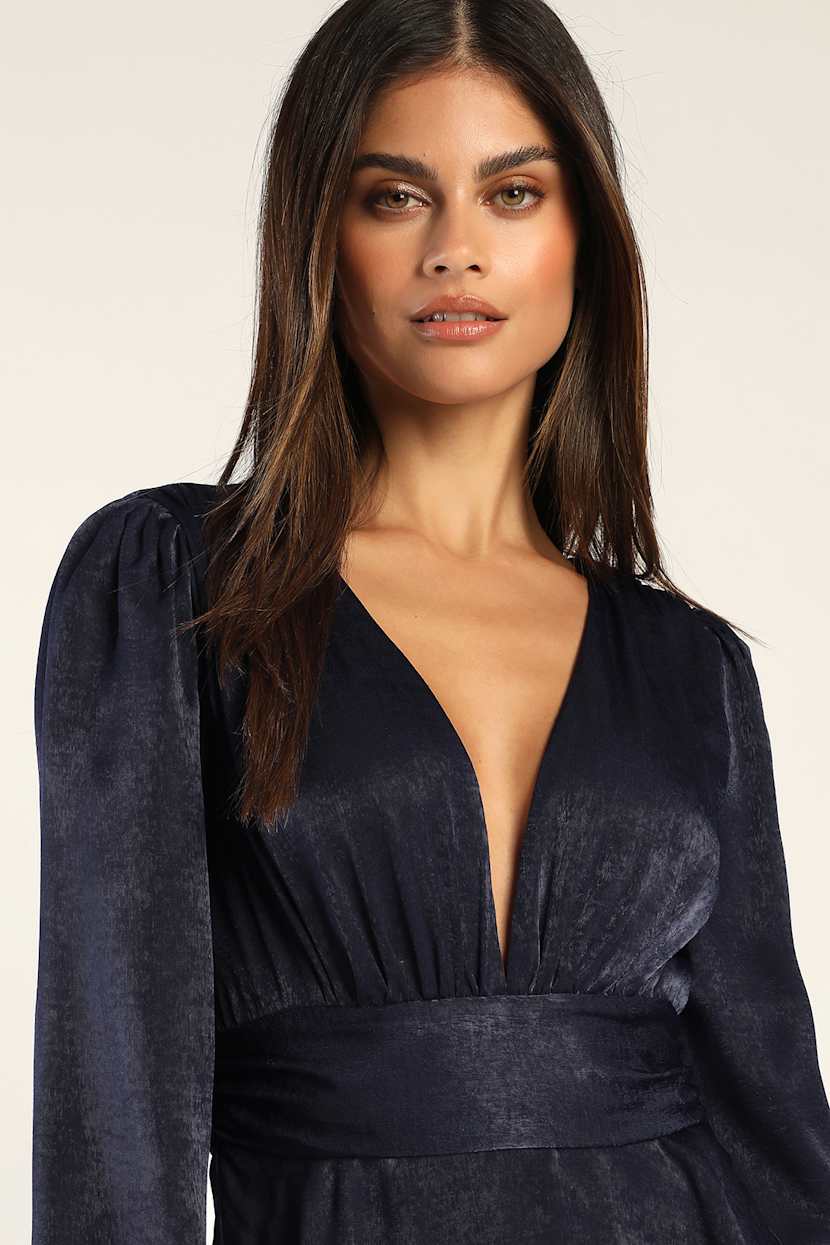 chinese dress ladies Maxi Long Sleeve Satin Wrap Dress main image 1