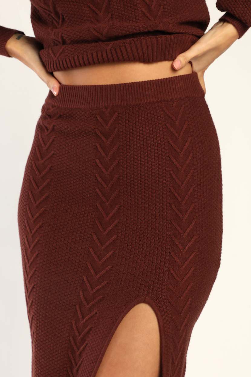 Brown Cable Knit Dress - Two-Piece Dress - Midi Sweater Dress - Lulus