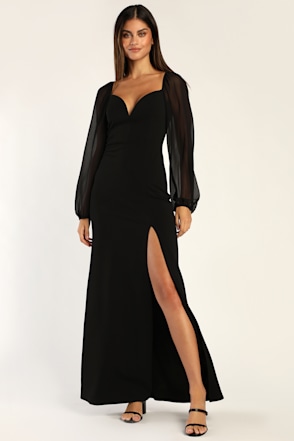 Long Bell Sleeves Lulus Talk About Divine Long Sleeve Backless Maxi Dress  In Black Lyst UK