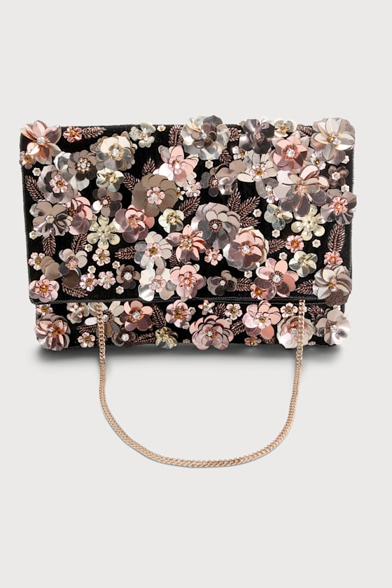 Alfie Floral Sequin Clutch - Blush main image 1