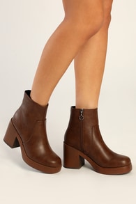 Groovy Brown Platform Ankle Boots