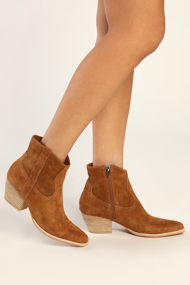Dolce Vita Silma Dark Brown Suede Leather Ankle Booties