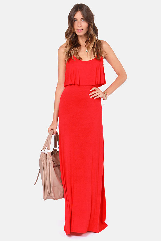 Cute Red Dress - Maxi Dress - Jersey Knit Dress - $43.00 - Lulus