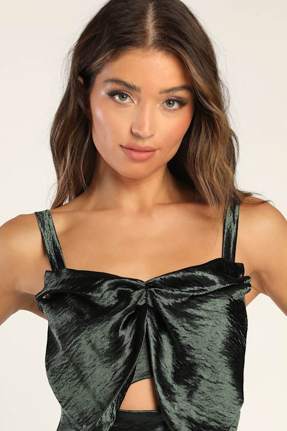 Date to Remember Emerald Green Satin Cutout Wide-Leg Jumpsuit 2