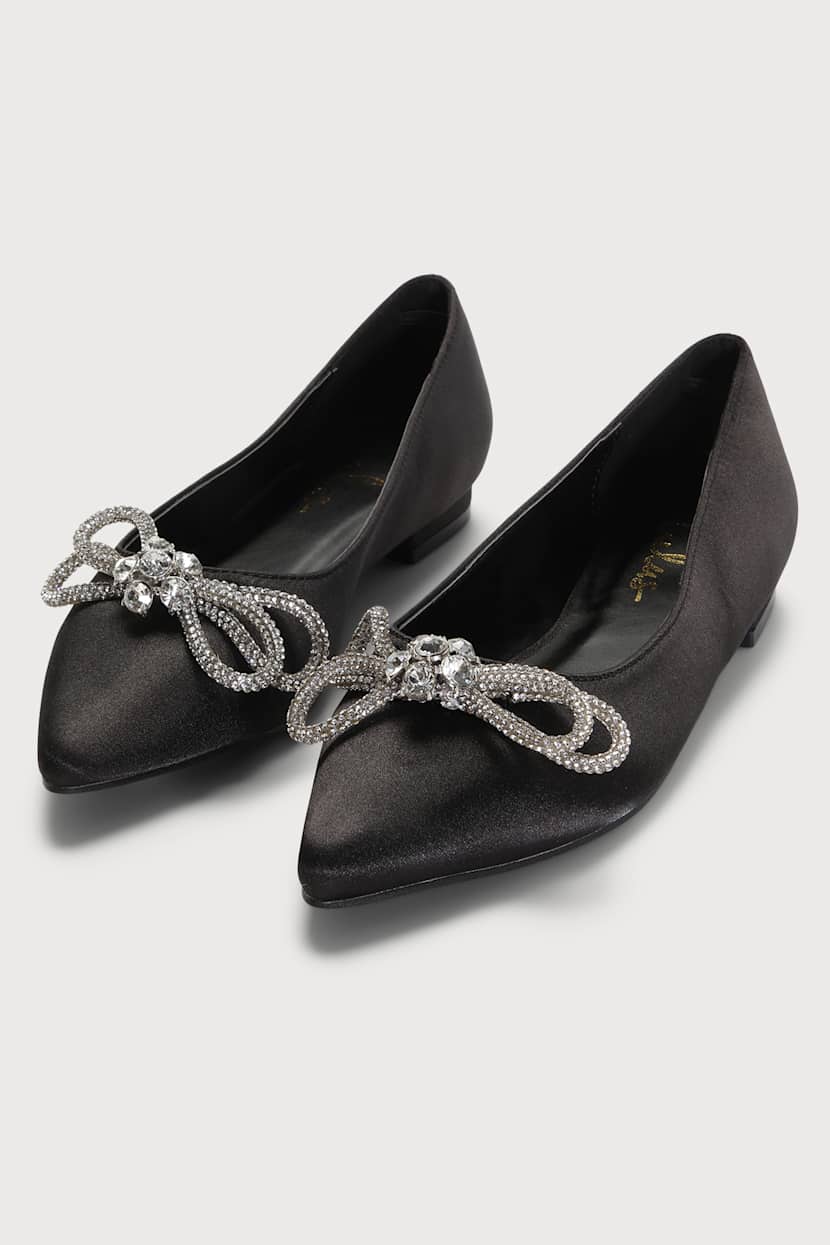 satin black flats