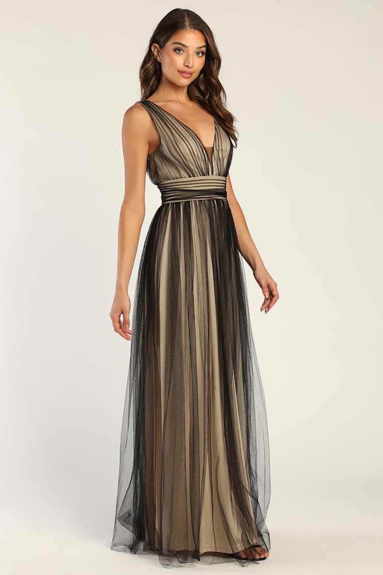 brown tulle maxi dress Galloway Maxi Dress Brown main image 0