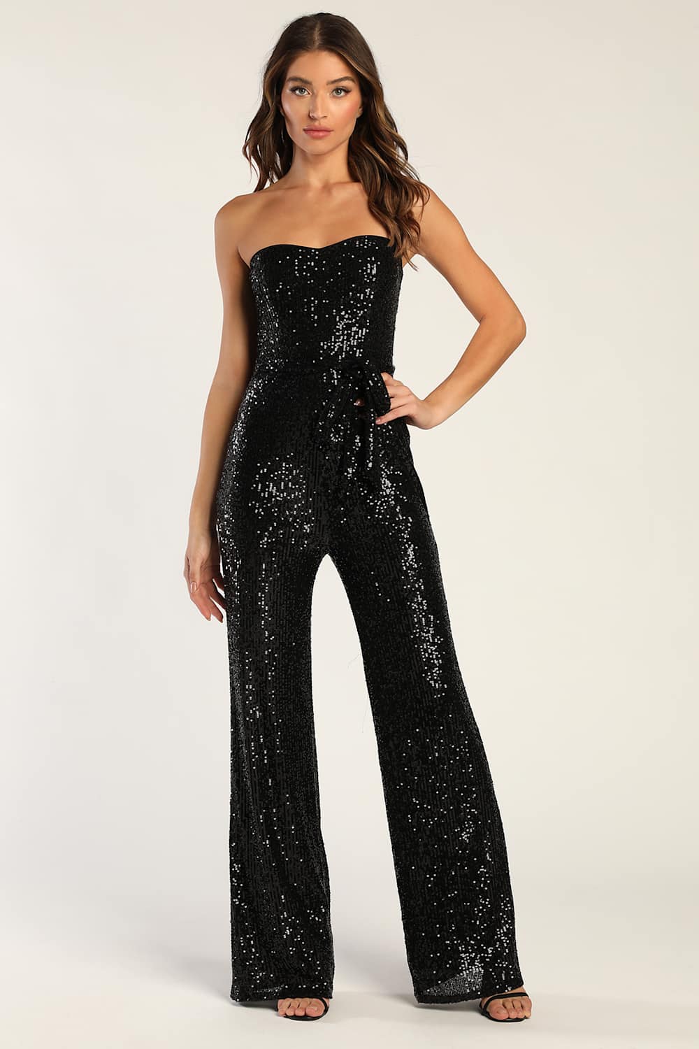 Sparkling Image Black Sequin Two-Piece Jumpsuit