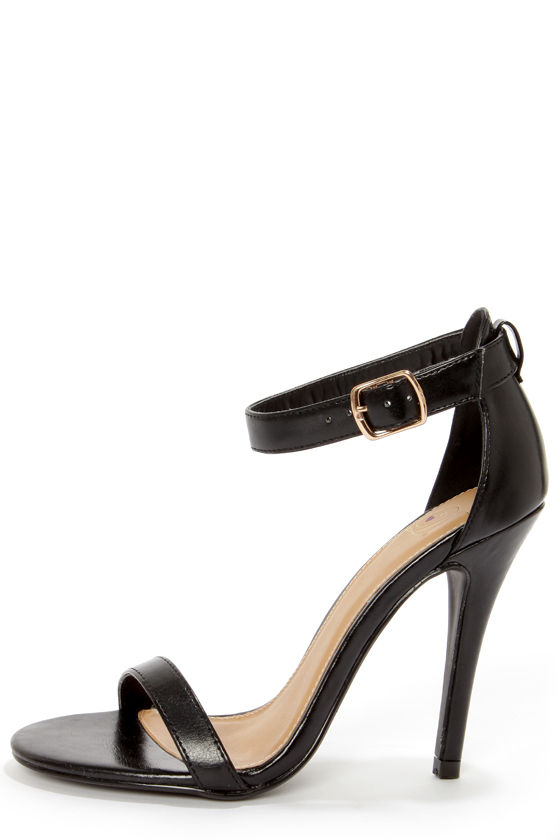 My Delicious Chacha Matte Black Single Strap High Heels