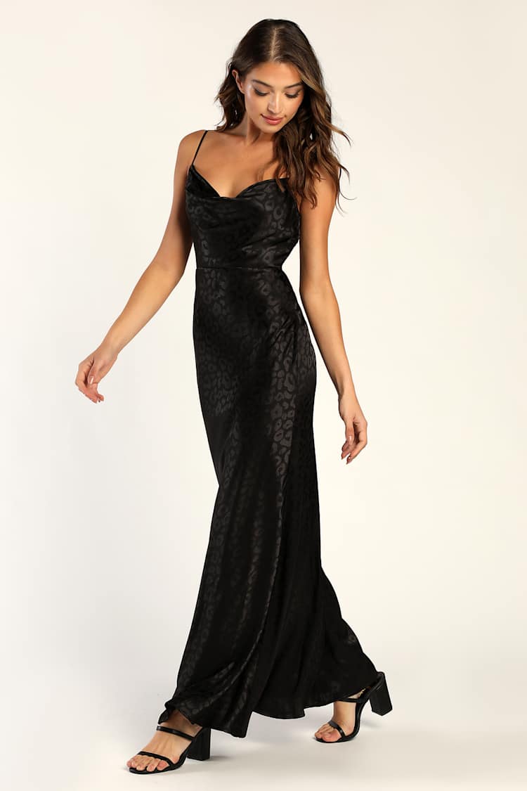 black dress with leopard trim Amarra 89339