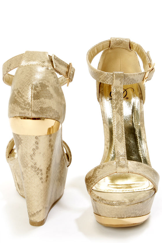 snakeskin platform wedges