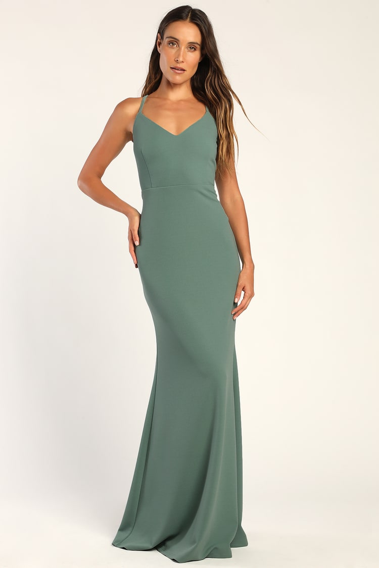 Dusty Seafoam Dress - Mermaid Maxi Dress - Backless Maxi Dress - Lulus