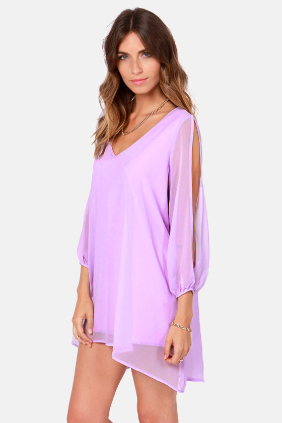 lavender cold shoulder dress