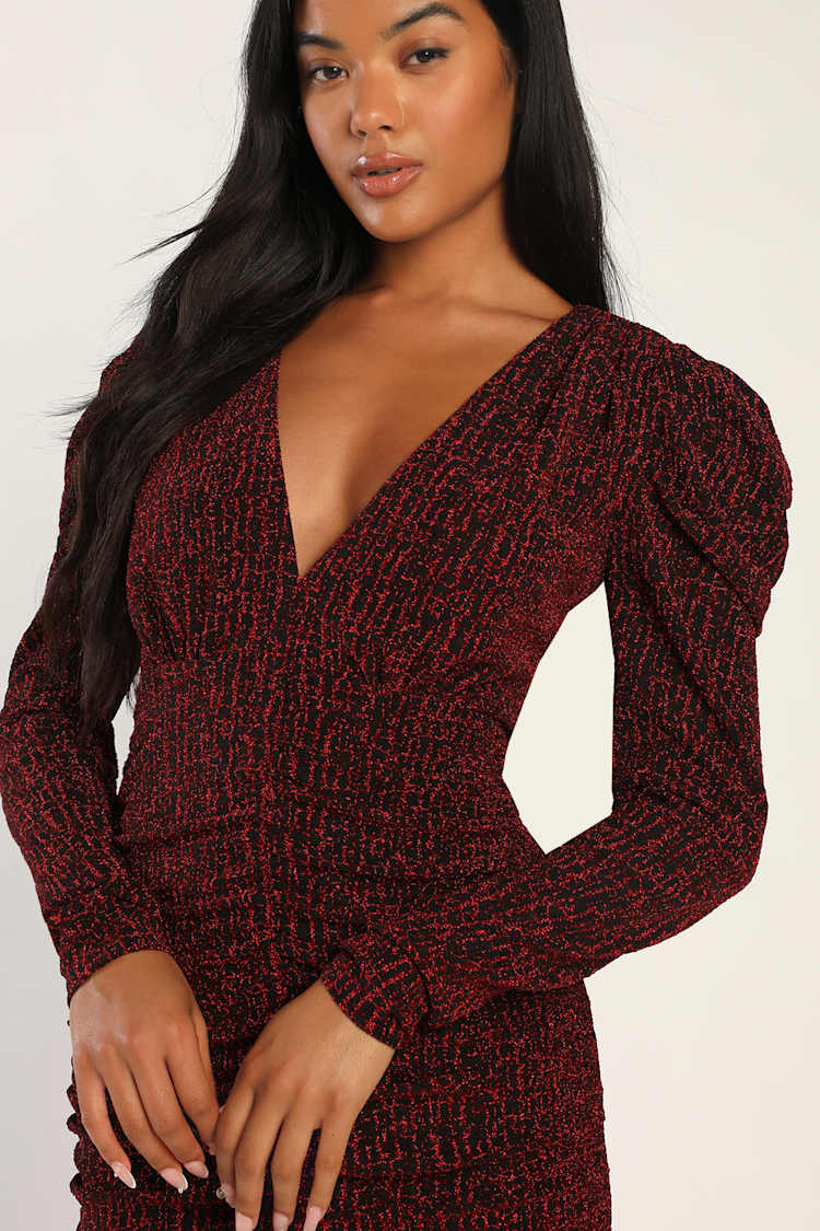 metallic red dress long sleeve Solid Metal Button Long Sleeve Maxi Dress Fleur Rtro