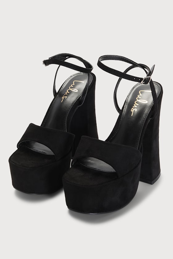Dalilay Black Suede Platform High Heel Sandals 3