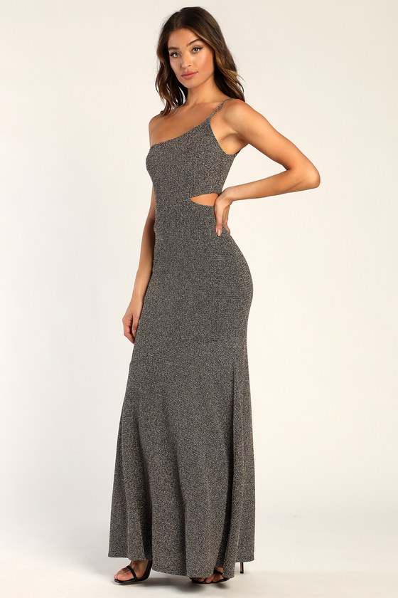 Black and Gold Maxi Dress - One-Shoulder Dress - Cutout Dress - Lulus