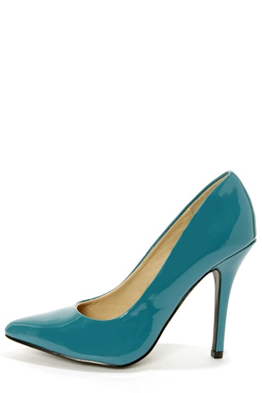 My Delicious Date Dark Teal Patent Pointed Pumps Lulus