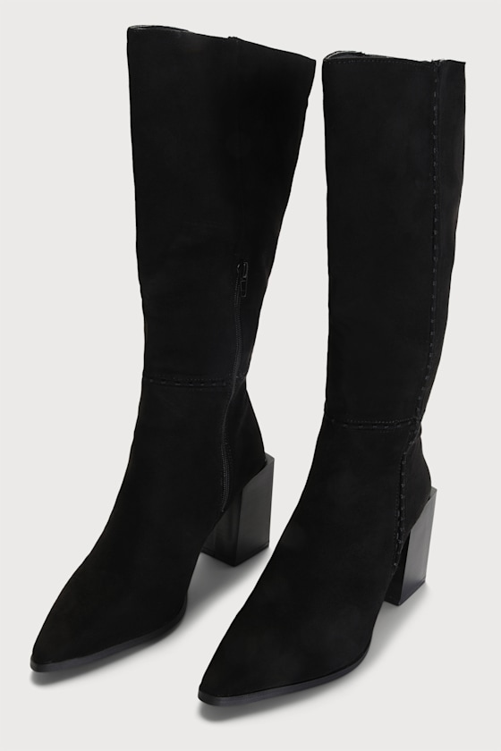 Delaynie Black Suede Pointed-Toe Knee High Boots 3