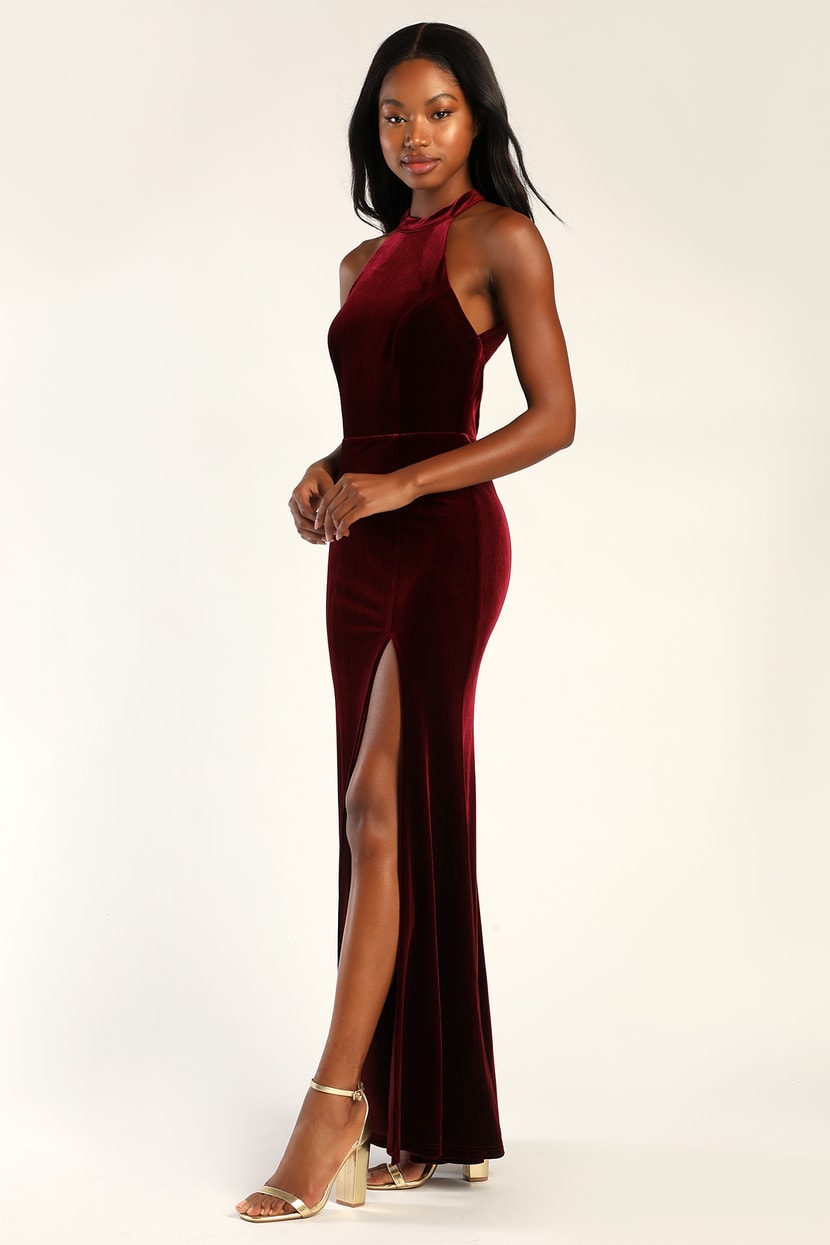 Burgundy Velvet Dress - Backless Maxi Dress - Mermaid Maxi Dress - Lulus