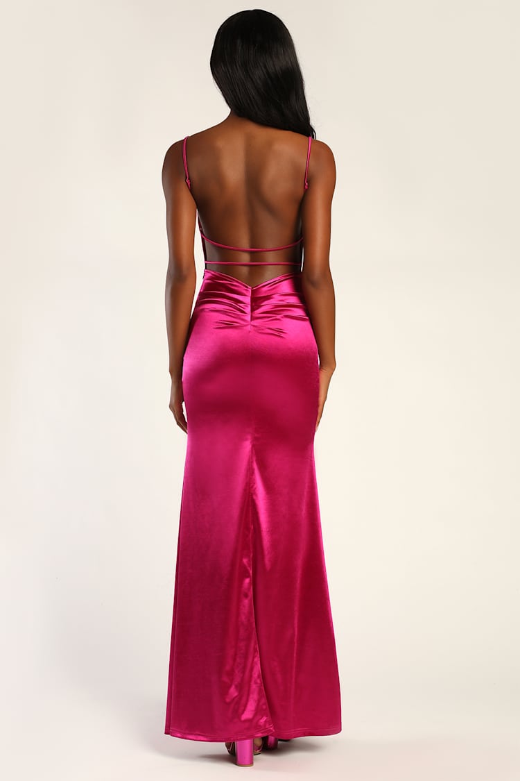 emerald green backless formal dress Satin Dark Green Prom Dresses Long Square Evening Dress Backless with High Slit Dark Green / US2