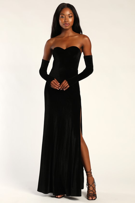 Black Velvet Evening Dresses 2024 Crystal Strapless Saudi Arabic Women  Formal Party Prom Gowns Robe de soiree Abendkleider - AliExpress