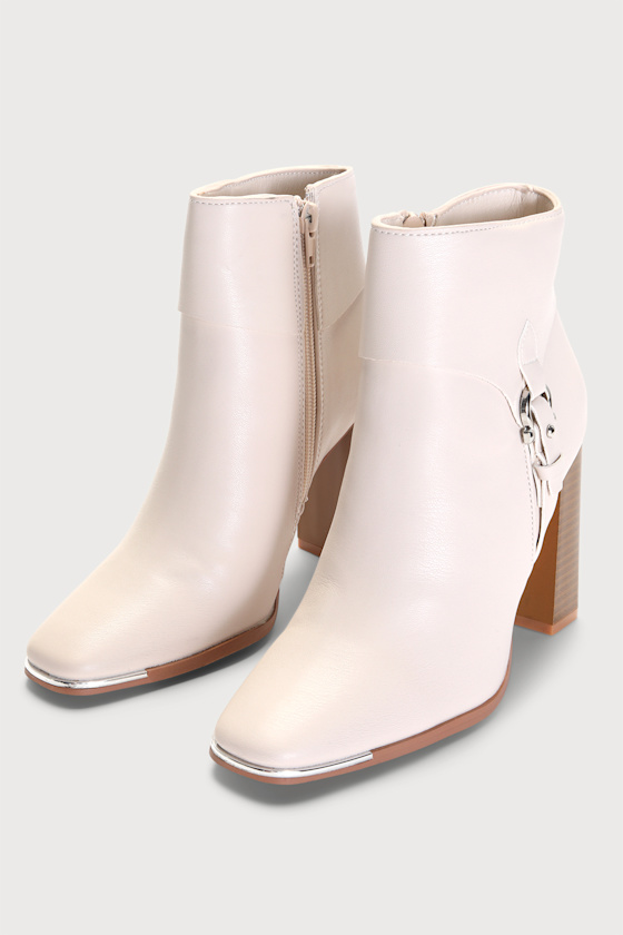 Quincie Bone Square Toe Buckle Ankle Boots 3