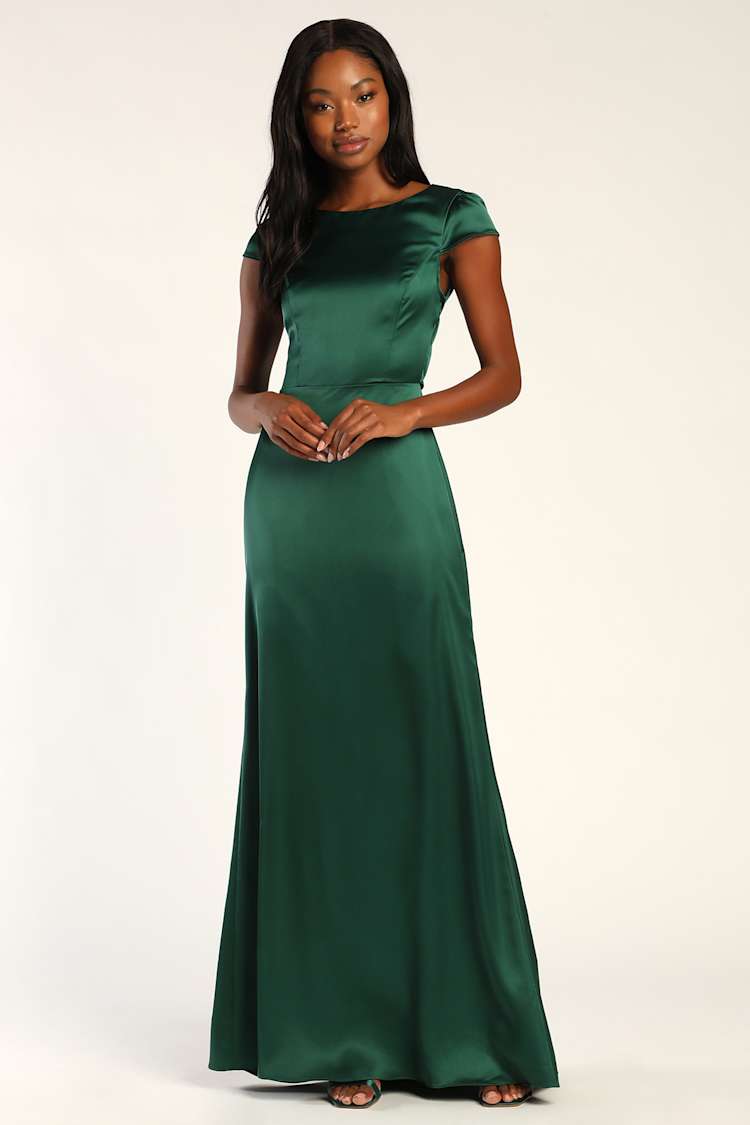 slim fit dress slacks Modest Green Prom Dress – misaislestyle