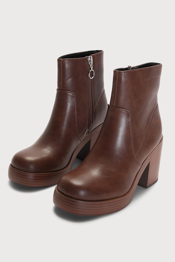 Groovy Brown Platform Ankle Boots 3