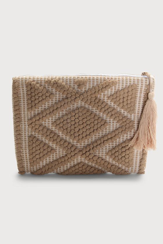 Sunset Sail Beige Woven Clutch 3
