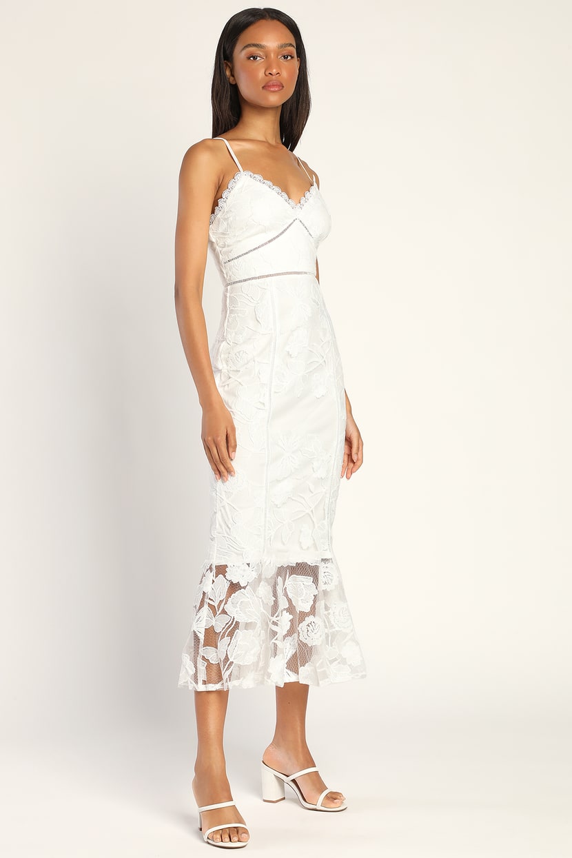 Darling Diva Women's Dissey Trumpet Camisole Chanel Midi Dress S/M/L White Mean Blvd L / White